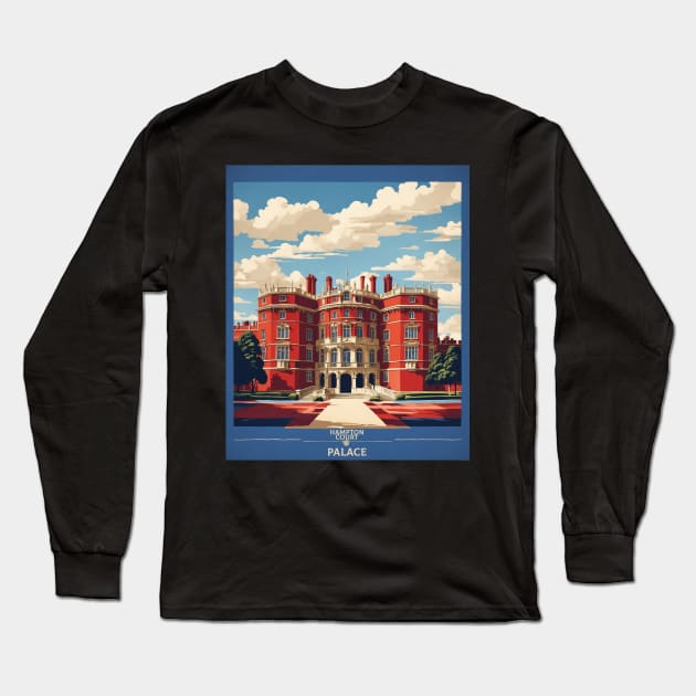 Hampton Court Palace London United Kingdom Vintage Travel Tourism Poster Long Sleeve T-Shirt by TravelersGems